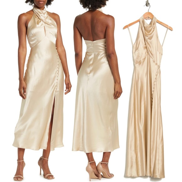 Nicholas Aline Halter Neck Dress Size 2 in Shell - Picture 1 of 11